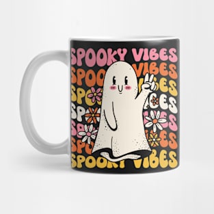 Retro Spooky Vibes Groovy Ghost Halloween Mug